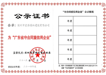 广东省守合同重信用企业公示证书